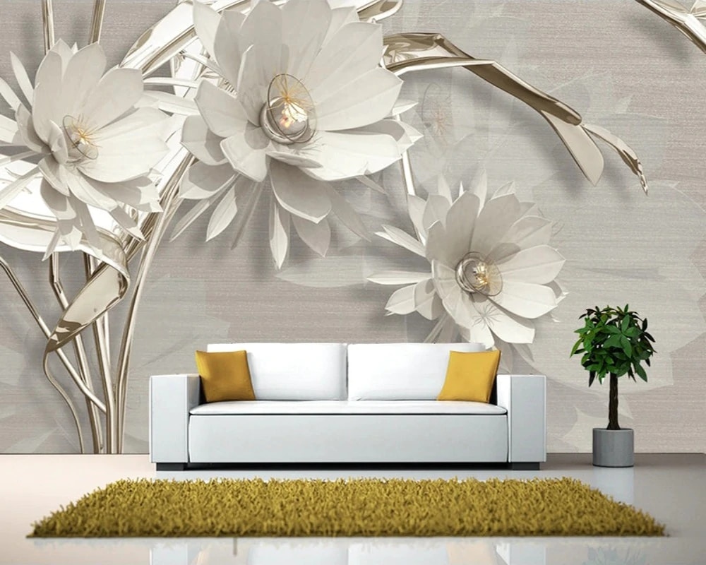 3D WALLPAPER EMBOSSED FLOWERS SKU#0043 - TrendyPlus Design